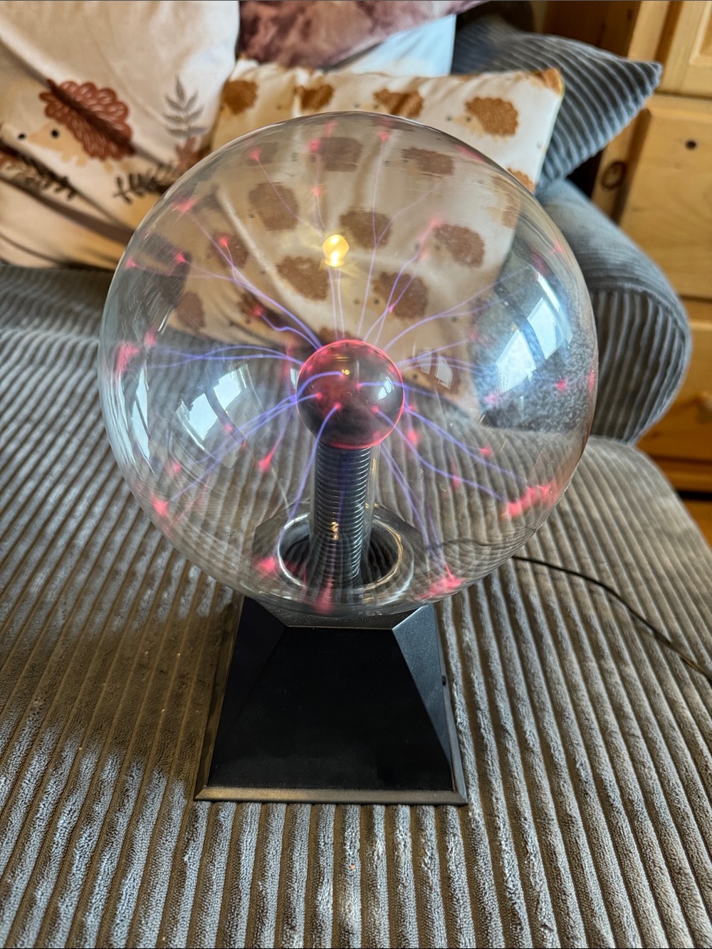Decorative Plasma Ball Lamp in Clear Glass with Pink & Purple Plasma